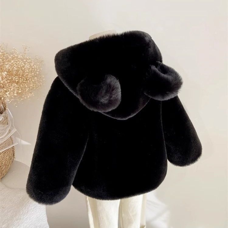 儿童皮草外套女童仿獭兔毛加厚棉衣男童宝宝毛绒保暖棉袄小孩棉服
