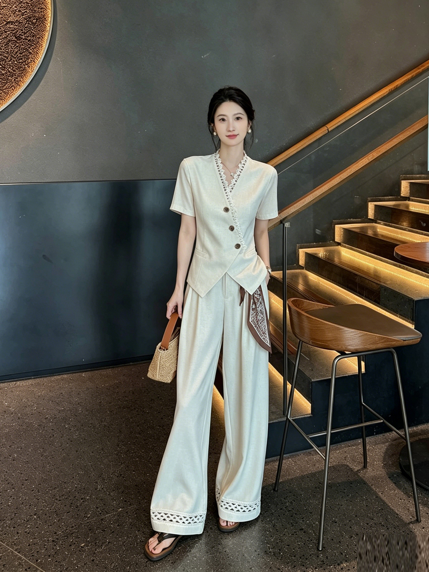 Summer thin lace classic suit jacket