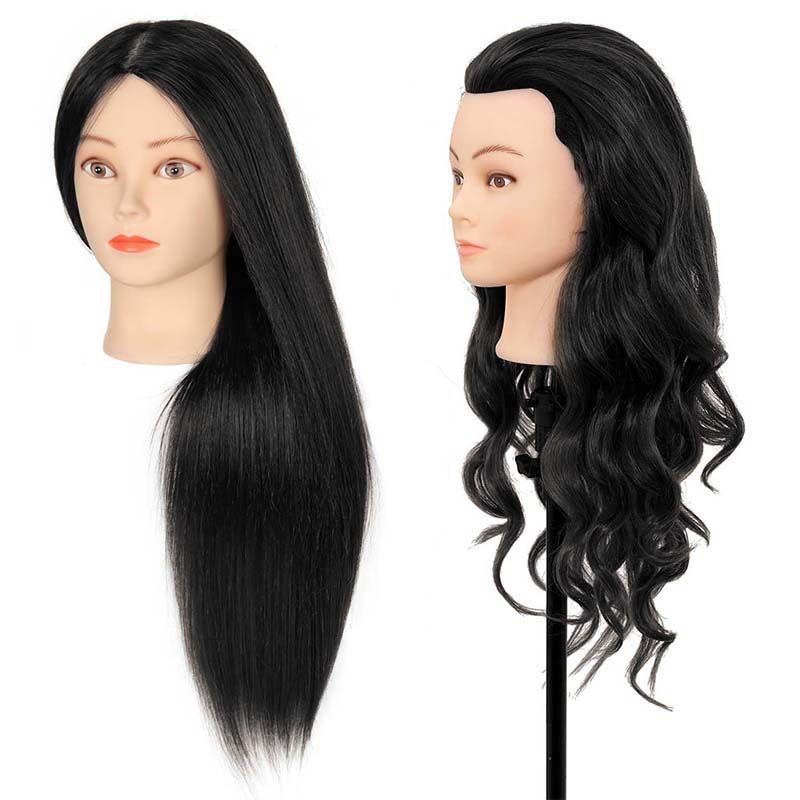 55cm cabello humano negro + pequeño soporte