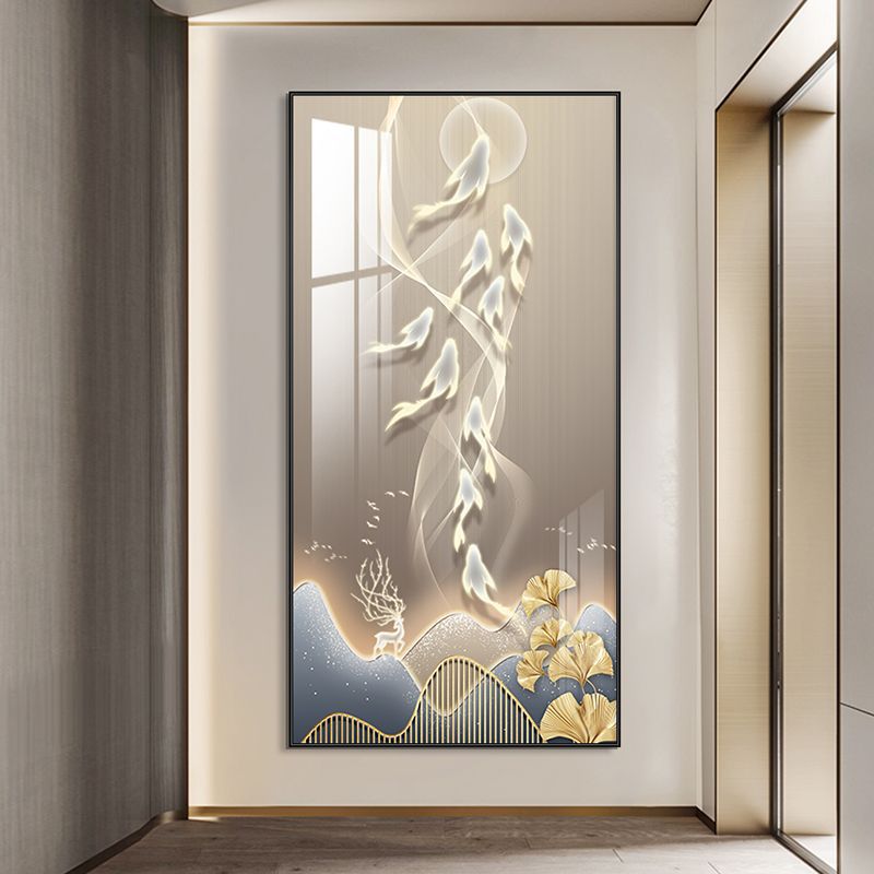 Pintura decorativa del pasillo del pasillo de nueve peces pintura colgante moderna simple pintura mural decorativa vertical de la puerta de la casa image 5