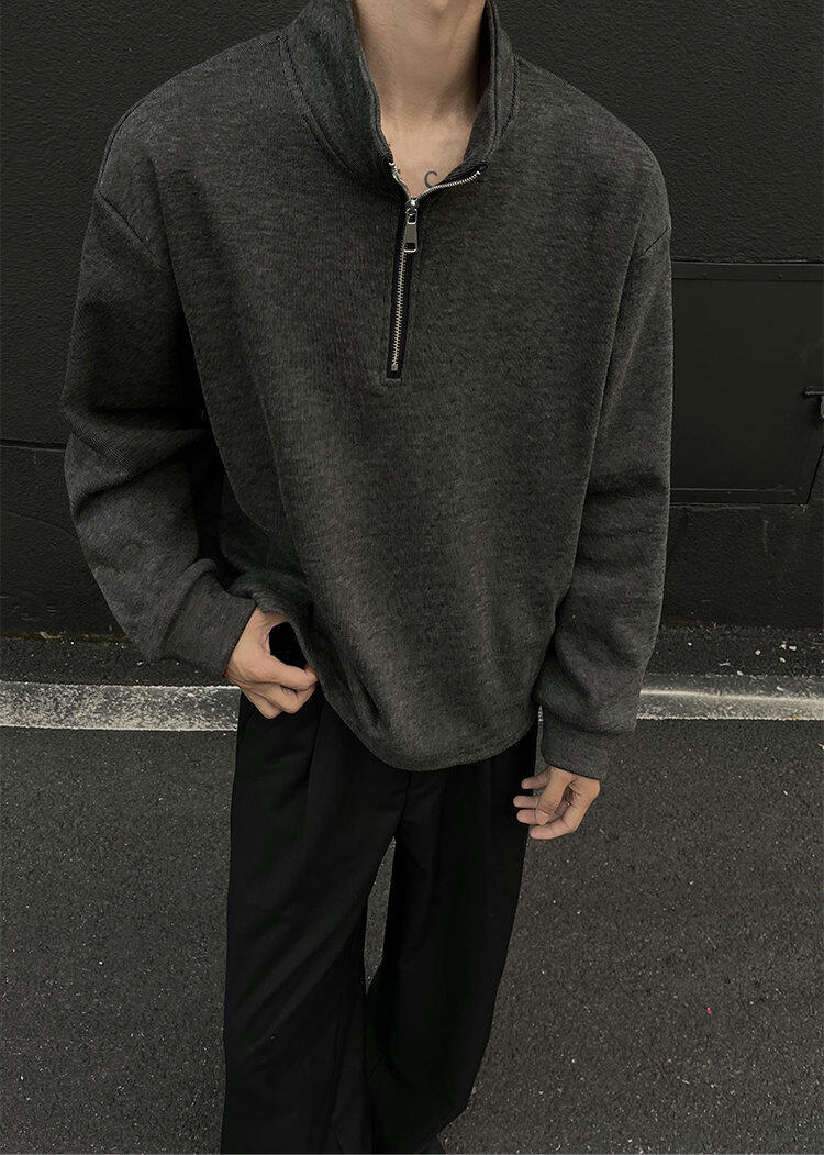 Herr half-zip sweatshirt med fleece i höst och vinter_voghion.com