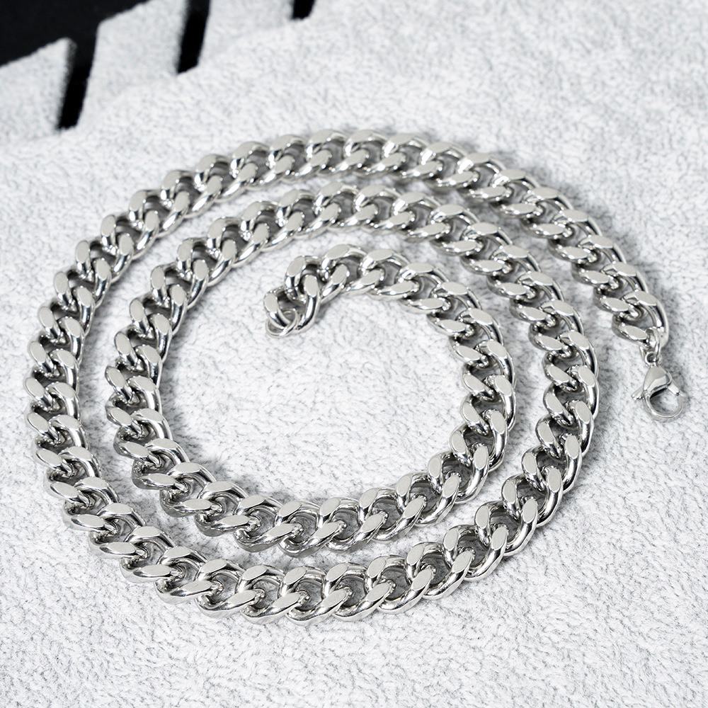 glossy fashionable trend necklace hip-hop style stainless steel