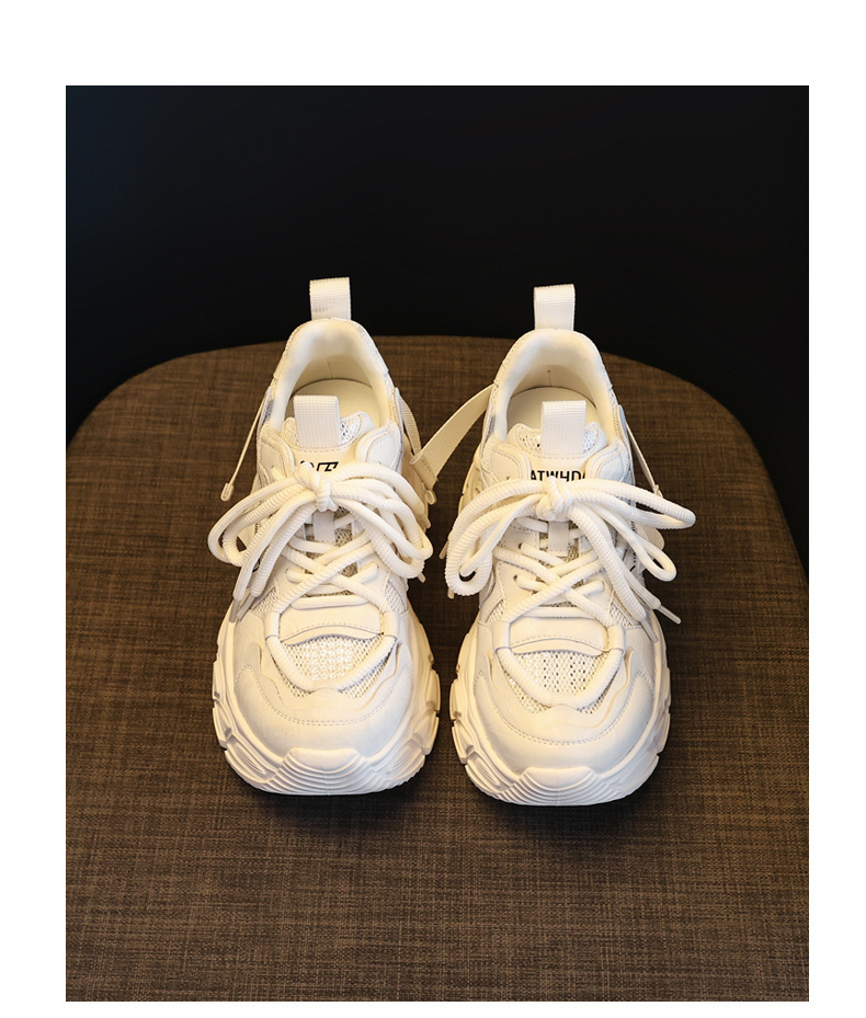 Giày sneaker nữ đế dày tăng chiều cao, lưới thoáng khí, phong cách thể thao — màu be chi tiết 19