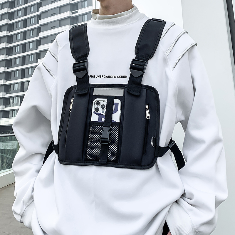 Trendy Vest Bag Amazon's New Oxford Cloth Casual Outdoor Cycling Chest Bag Stylish Solid Color Tactical Backpack