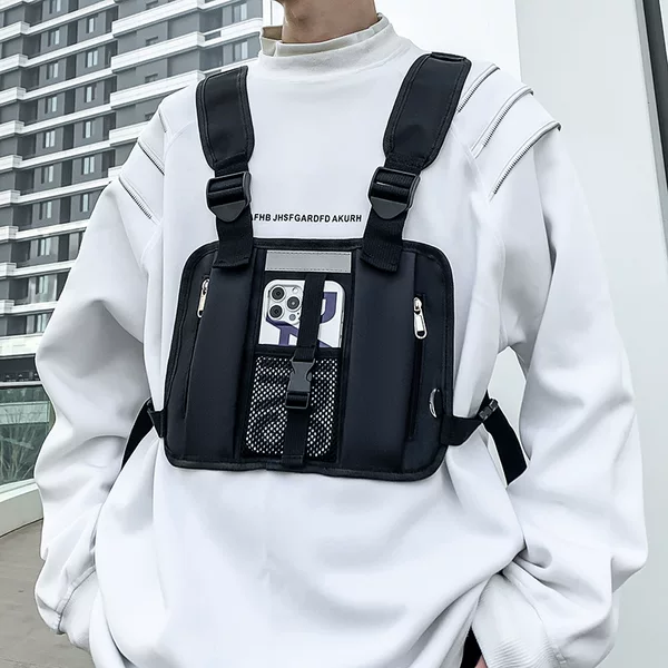 Trendy Vest Bag Amazon's New Oxford Cloth Casual Outdoor Cycling Chest Bag Stylish Solid Color Tactical Backpack