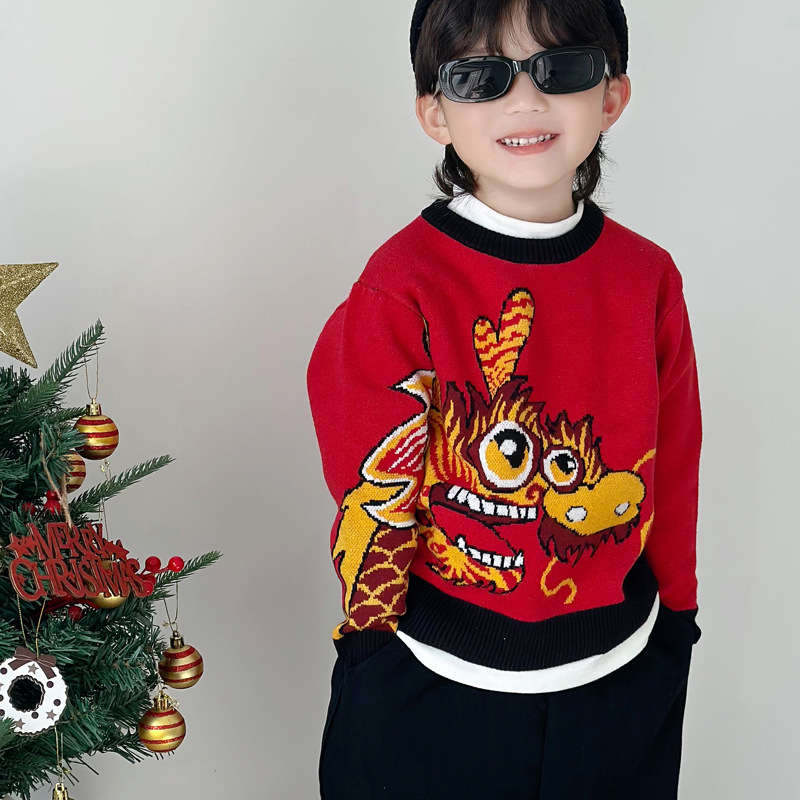Nuevo dragón año ropa para niños suéter de padre-niño suéter invierno nuevos niños y niñas suéter familia tres