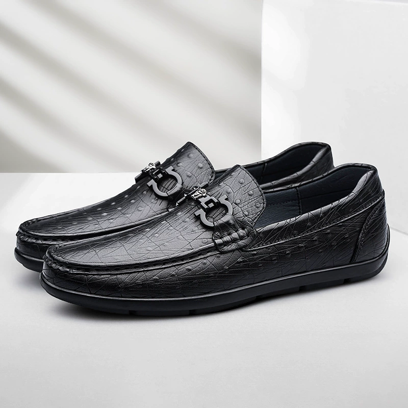 2132 Мужская обувь Кожаные туфли без шнуровки Tods Lefu водительские туфли Весенняя повседневная обувь без шнуровки с тиснением и поверхностью из воловьей кожи