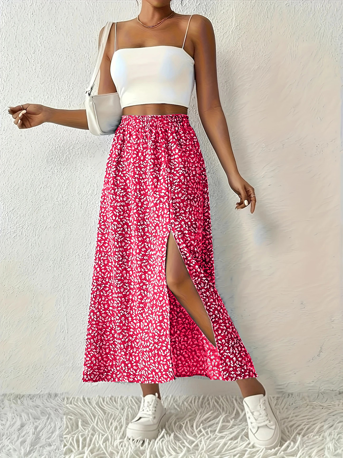 Vintage For Spring Summer, European And American TK Women's New Style, Waist-Cinching Printed Long Skirt With_ecoleips.com