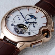 CASENO/卡圣诺  2022新款正品全自动陀飞轮多功能机械腕表 皮带款