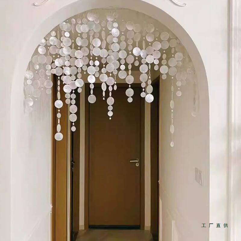 Shell Door Curtain Bead Curtain Entrance Living Room Creative Partition Decorative Curtain Punch-Free Pendant Pearl Curtain Pendant DIY