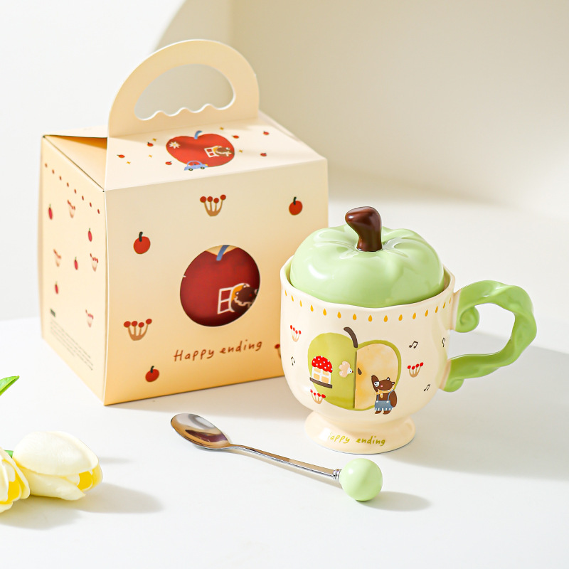 Taza de cerámica de manzana creativa, regalo de oficina, taza de café, taza de agua, taza de desayuno para parejas, regalo