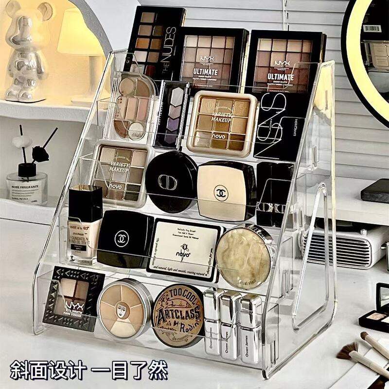 Cosmetic Storage Box Desktop High-End Acrylic Ladder Rack Dressing Table Eyeshadow Palette Lipstick Makeup Organizer