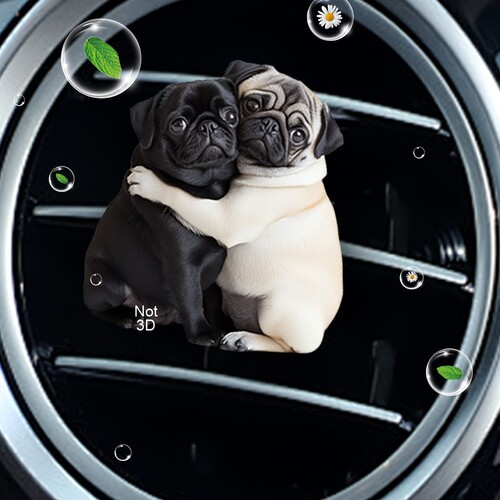 Cross-border e-commerce acrylic car air freshener internet-famous popular pug-shaped car vent clip with aroma diffuser