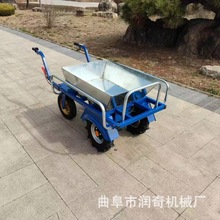 山上小路独轮电动助力手推车 山坡物资搬运两轮平板车带栏杆山地