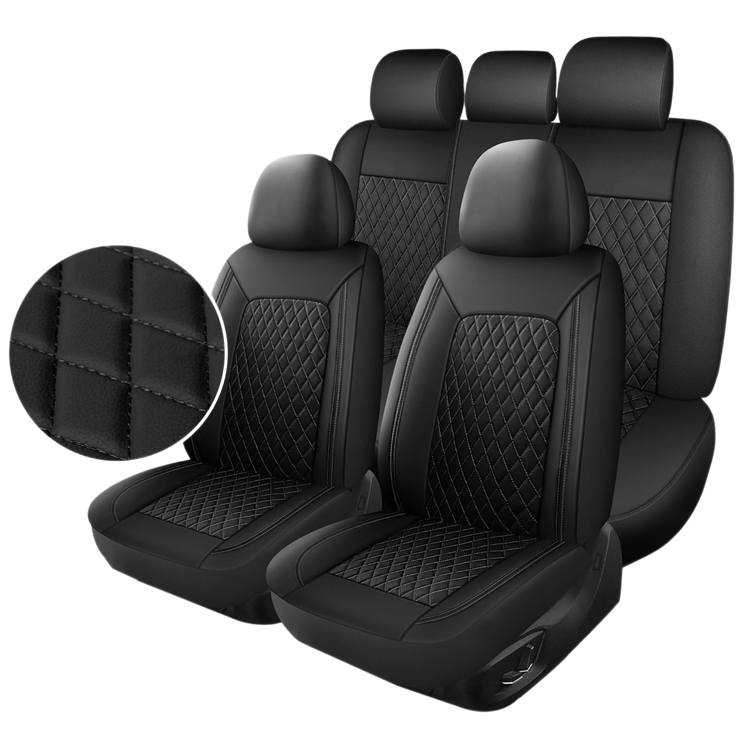 New cross-border single-line diamond pattern PU leather universal car seat cover for Amazon, Temu, Mercado Libre, Mexico
