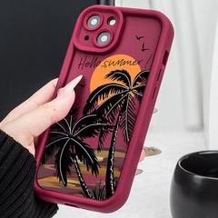 日落椰树苹果17Promax手机壳日韩ins风iPhone16/15/14欧美13跨境/