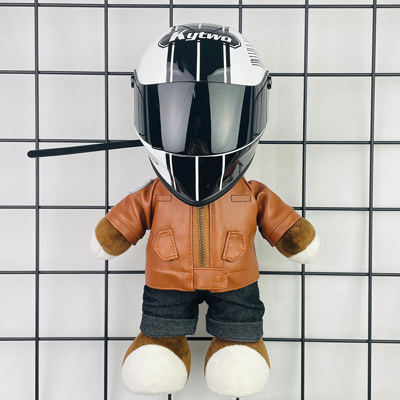 Coche eléctrico colgante oso muñeca casco cuero juguete coche tronco montar decoración 4S reparación tienda locomotora muñeca