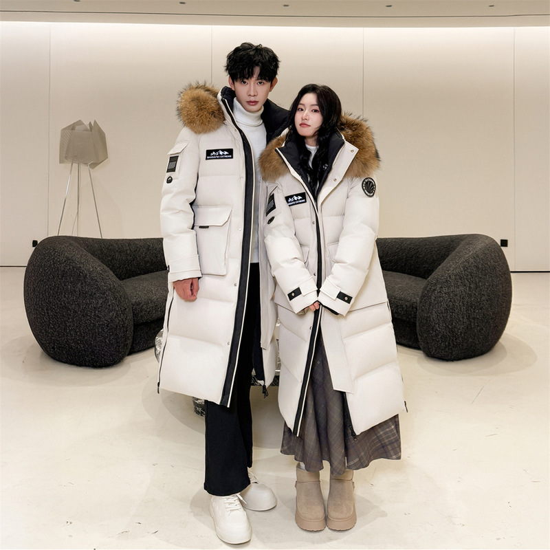 3796 Models of 2025 New Extreme Cold Series down Jackets for Men and Women, Couple Style, Over-The-Knee Long, Thickened, Large Size, 500 Grams