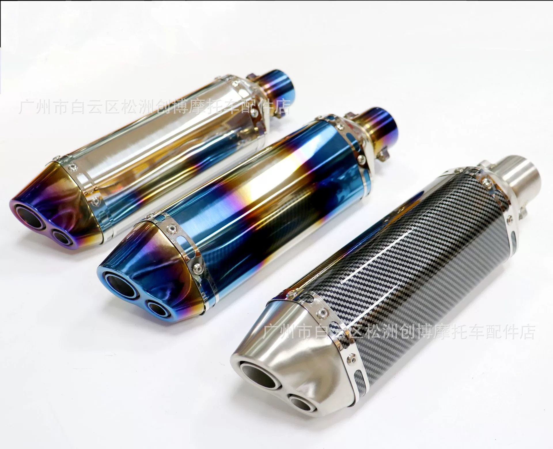 Фабричная Модифицированная выхлопная труба мотоцикла небольшая шестиугольная двойная экспортная выхлопная труба из нержавеющей стали