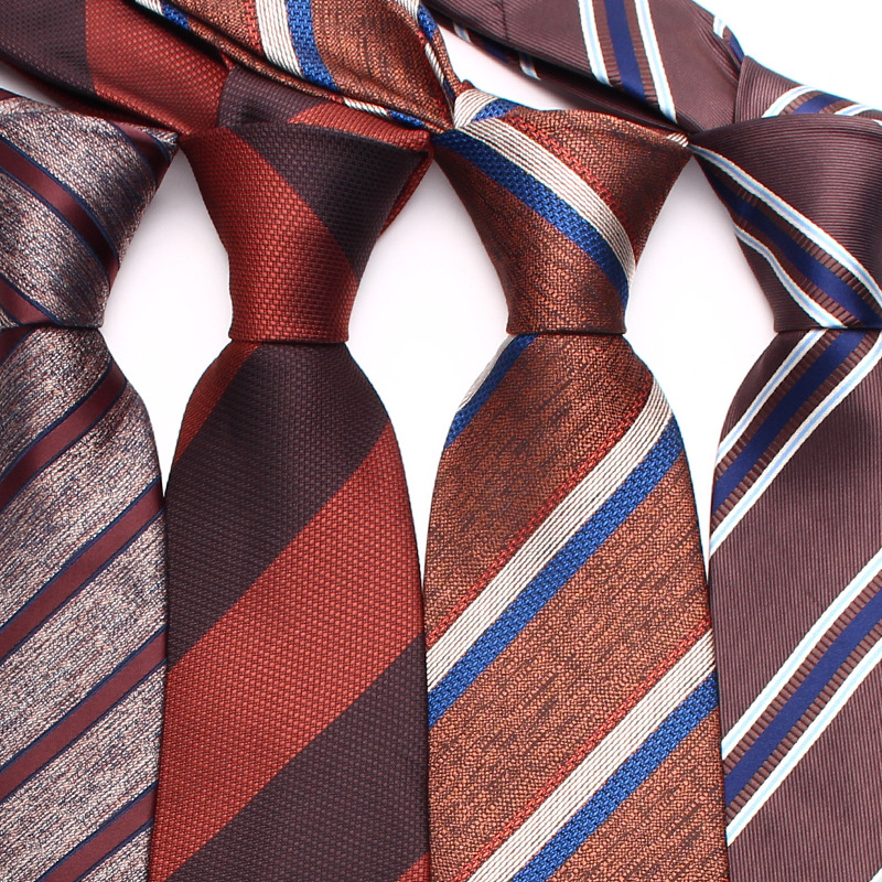 Herrslips knuten affärsstil brun polyester moderiktig slips_voghion.com