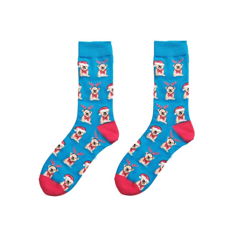 70g Weight Socks Classification Socks Lingerie Type Cotton Fabric Type A Pair Quantity Holiday, Festival Occasion Non-Slip Function Christmas Festival Santa Claus, Dog Pattern All Seasons Season Men's Gender Cartoon Style Style Christmas Cartoon Style Men's Santa Claus Dog Cotton Crew Socks A Pair 6