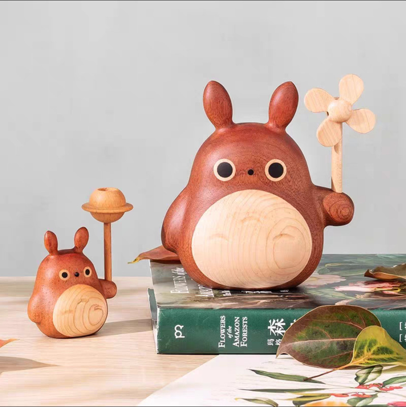 無垢材クリエイティブトトロ風車顔のない男性の装飾品カップルギフトリビングルームの装飾漫画の誕生日プレゼント|undefined