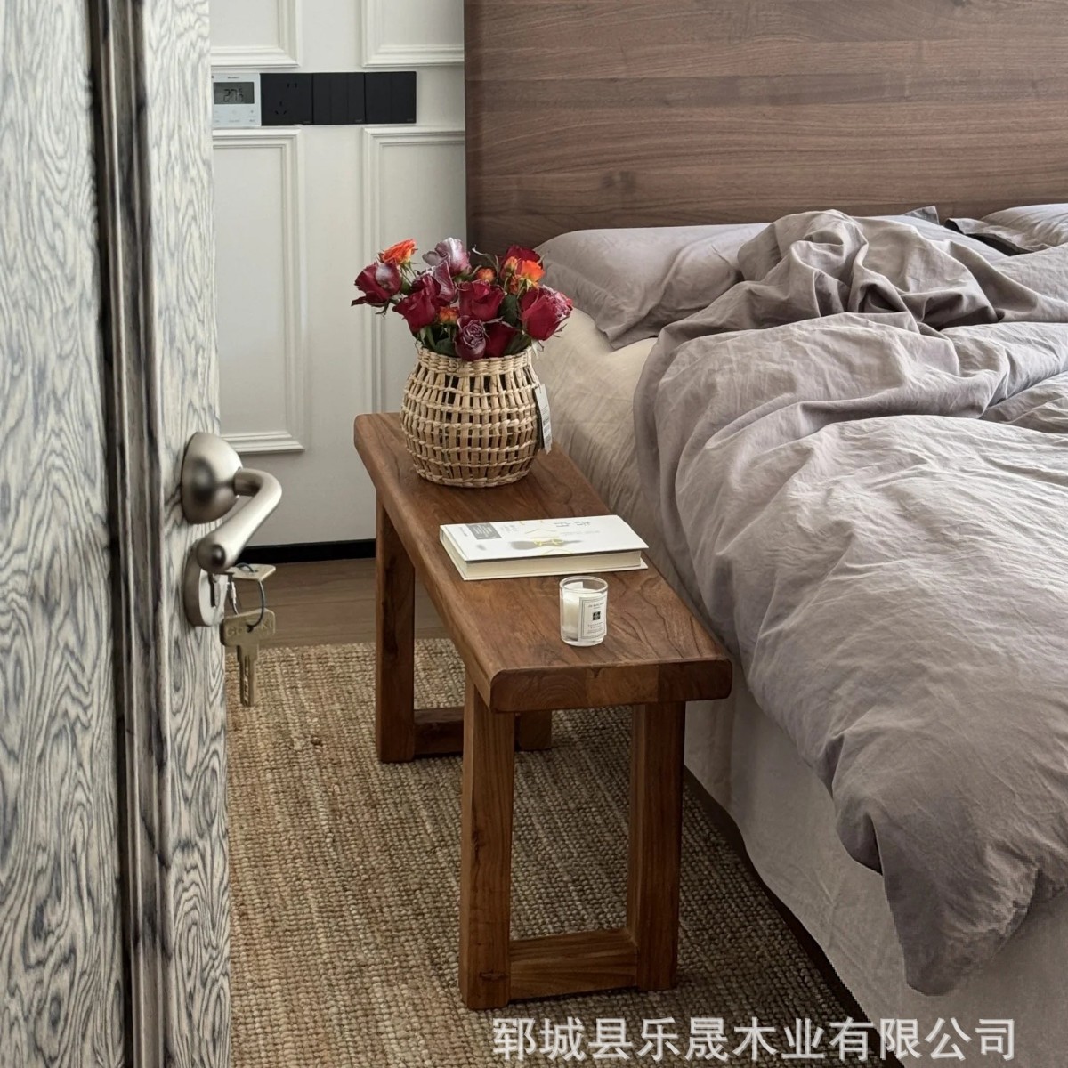 Old elm wood long bench, home use end-of-bed bench, low stool, living room leisure dining bench, solid wood shoe-changing bench, bench for guesthouses and restaurants