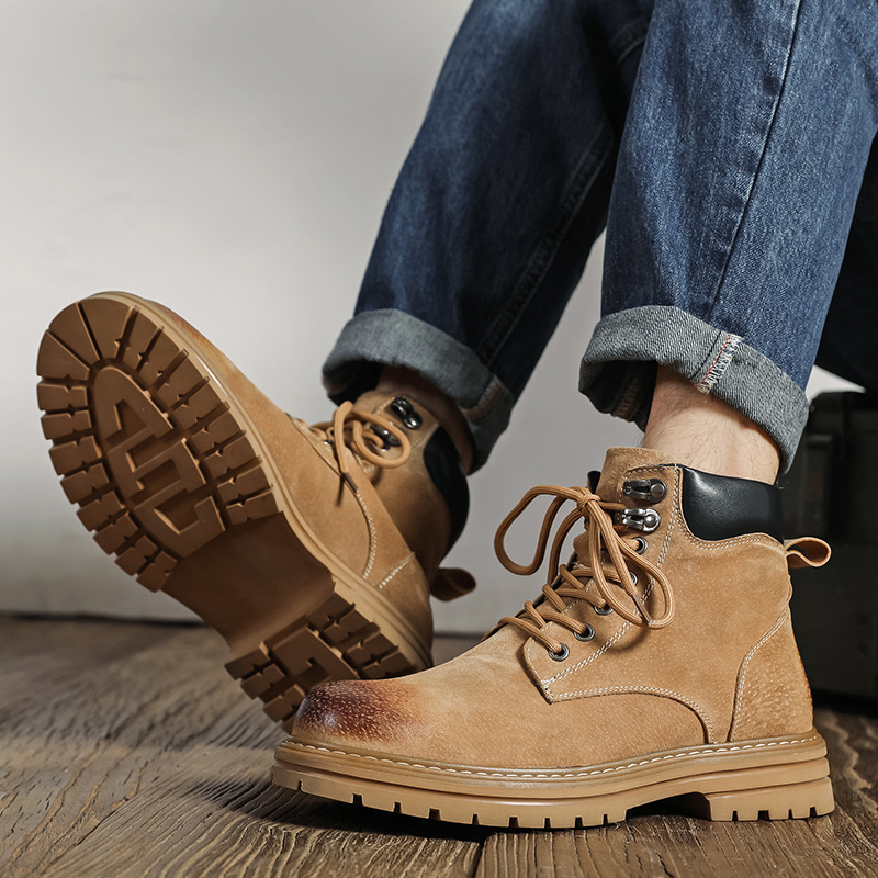 Men's British Style Yellow Martin Boots For Autumn And Winter_voghion.com
