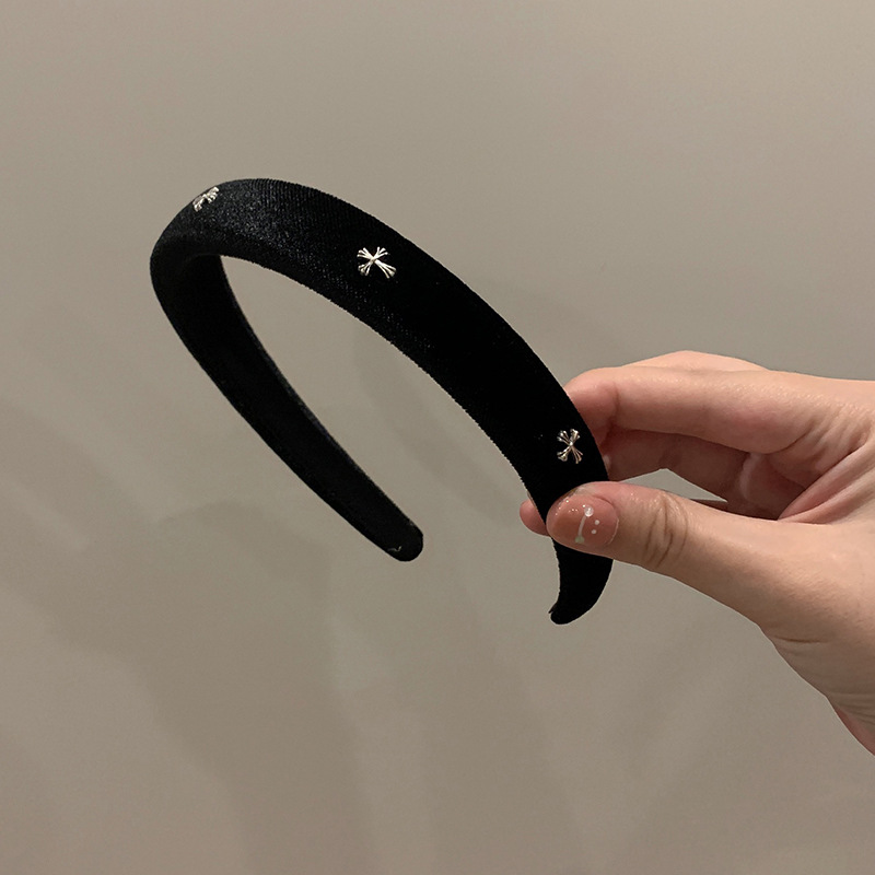 Chanel estilo retro simple flor negro diadema de viaje accesorios para el cabello de la diadema de moda elegante para mujer del todo fósforo de las mujeres