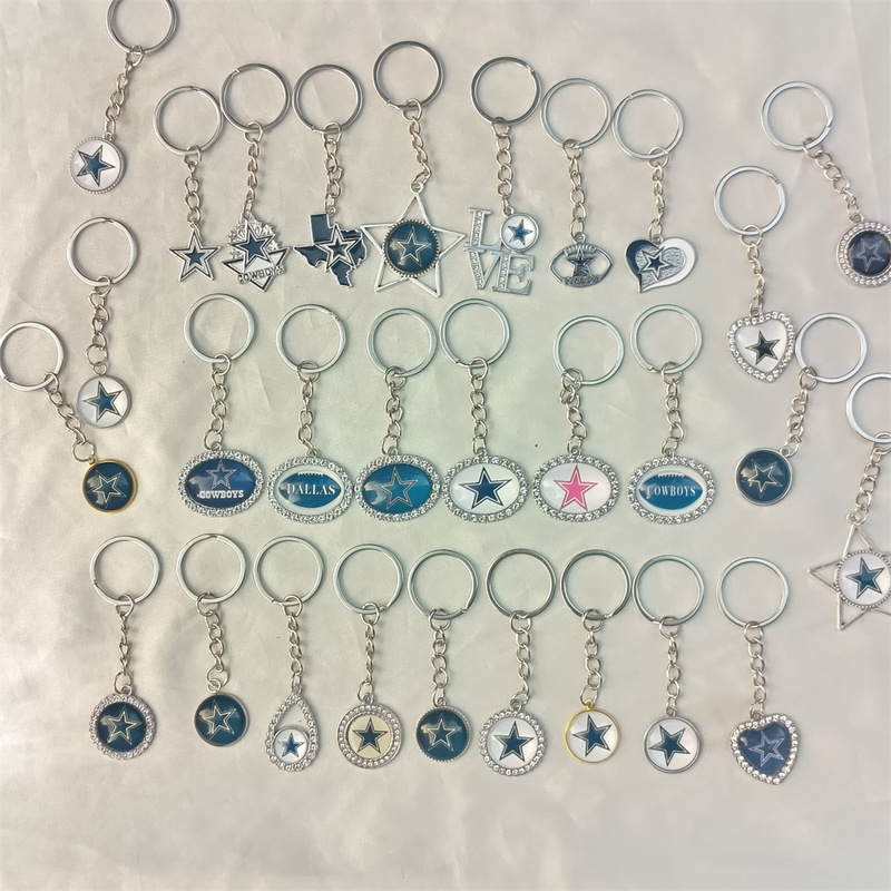 30 Optional NFL Football Sports Team Dallas Denim Team Keychain Car Bag Key Pendant