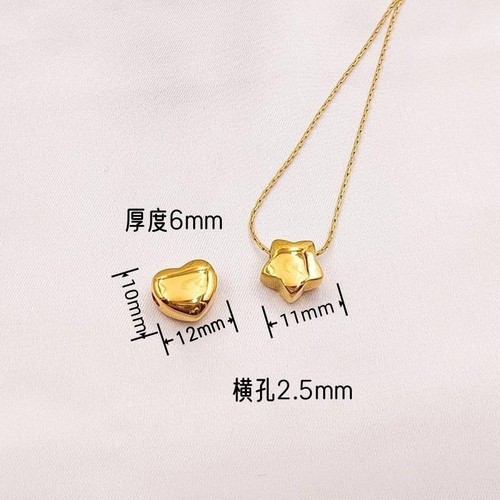 ins titanium steel cross hole peach heart cross hole love five-pointed star non-fading 18K pendant DIY jewelry accessories