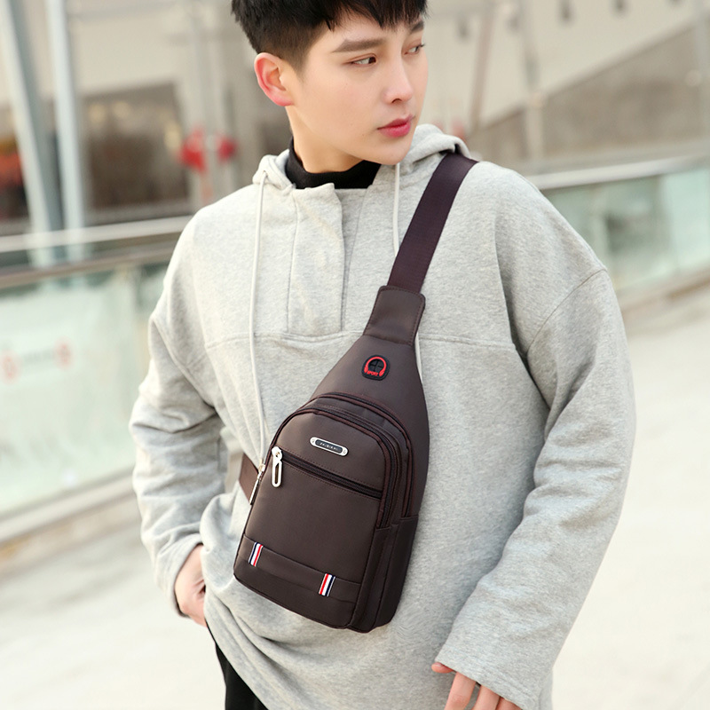 2024 New Chest Bag Men's Korean Style Trendy Canvas Bag Casual Sports Small Backpack Oxford Cloth Shoulder Crossbody Bag Men's Bag