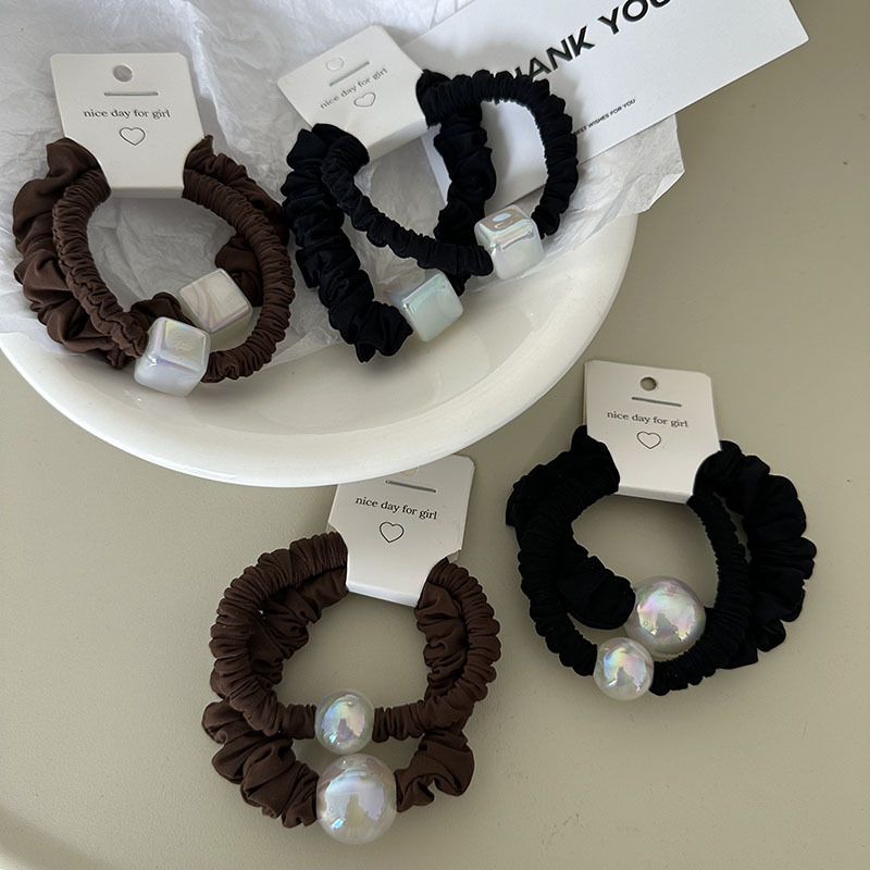 Coppia francese di perline rotonde di alta qualità di colore curry nero, perline di nicchia rotonde quadrate, anelli per capelli eleganti e veloci per coda di cavallo_voghion.com