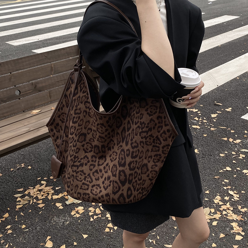 慵懒风松弛感复古豹纹托特包包女式包大容量通勤女包跨境单肩包|undefined