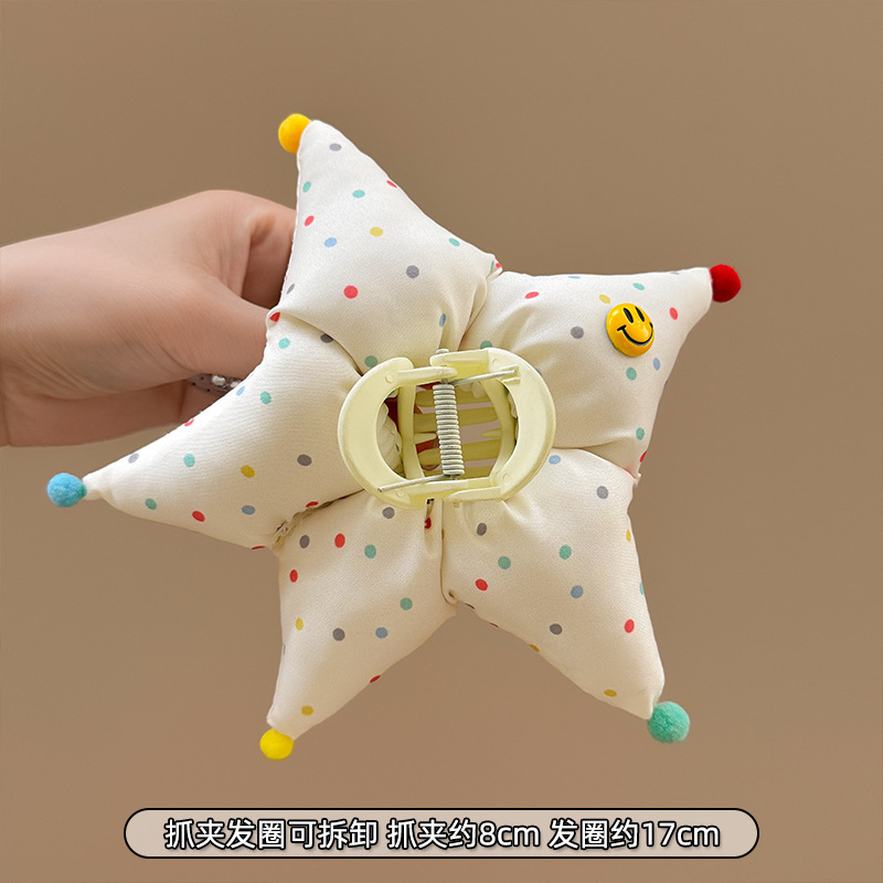 可爱波点五角星发夹女后脑勺盘发抓夹趣味鲨鱼夹甜美新款发卡发饰|undefined