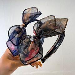 廠家直銷韓版新款碎花發箍洗臉復古蝴蝶結髮飾頭箍蕾絲布藝發卡