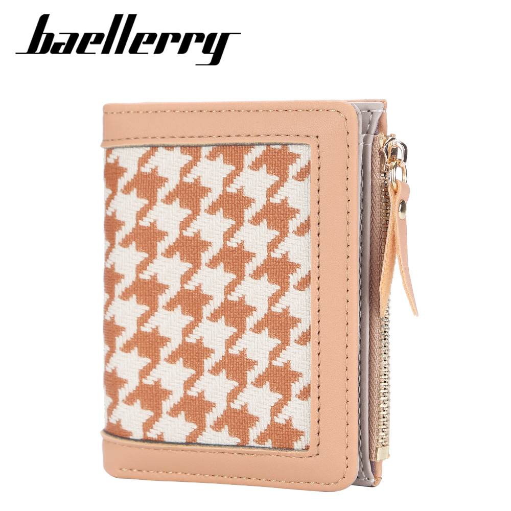 2024 New Wallet Women's Short Edition Korean Thousand Bird Grid Zipper Zero Wallet Fashion Versatile Casual Money Clip Girl_voghion.com