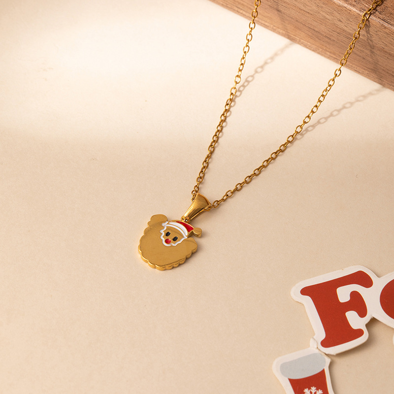 7g Weight 0.03µm Gold Plating Thickness Electroplated Gold Plating Process Golden Plated Plating Material 201 Stainless Steel Pendant Material Pendant Necklace Classification 201 Stainless Steel Chain Material cable chain Chain Type 1 Piece Quantity Holiday, Daily Occasion 201 Stainless Steel Material Santa Claus, Number Pattern Women's Gender Cute Style Plating Craft Fashionable Stainless Steel Christmas Necklace For Women 26 Small Letter Pendants Versatile Minimalist Choker Trendy Accessory 25