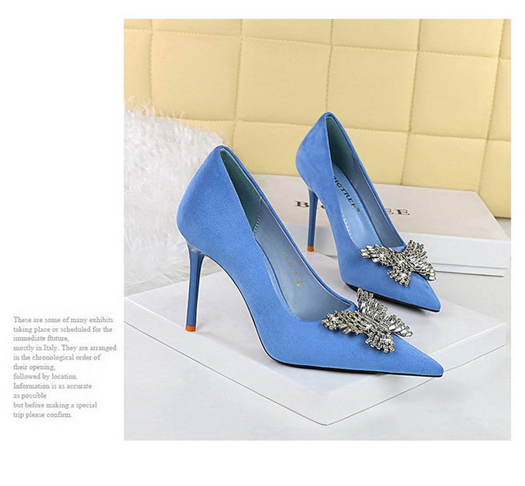 Women's Shoes banquet high heels stiletto women's shoes suede shallow mouth pointed metal butterfly rhinestone single shoes_voghion.com