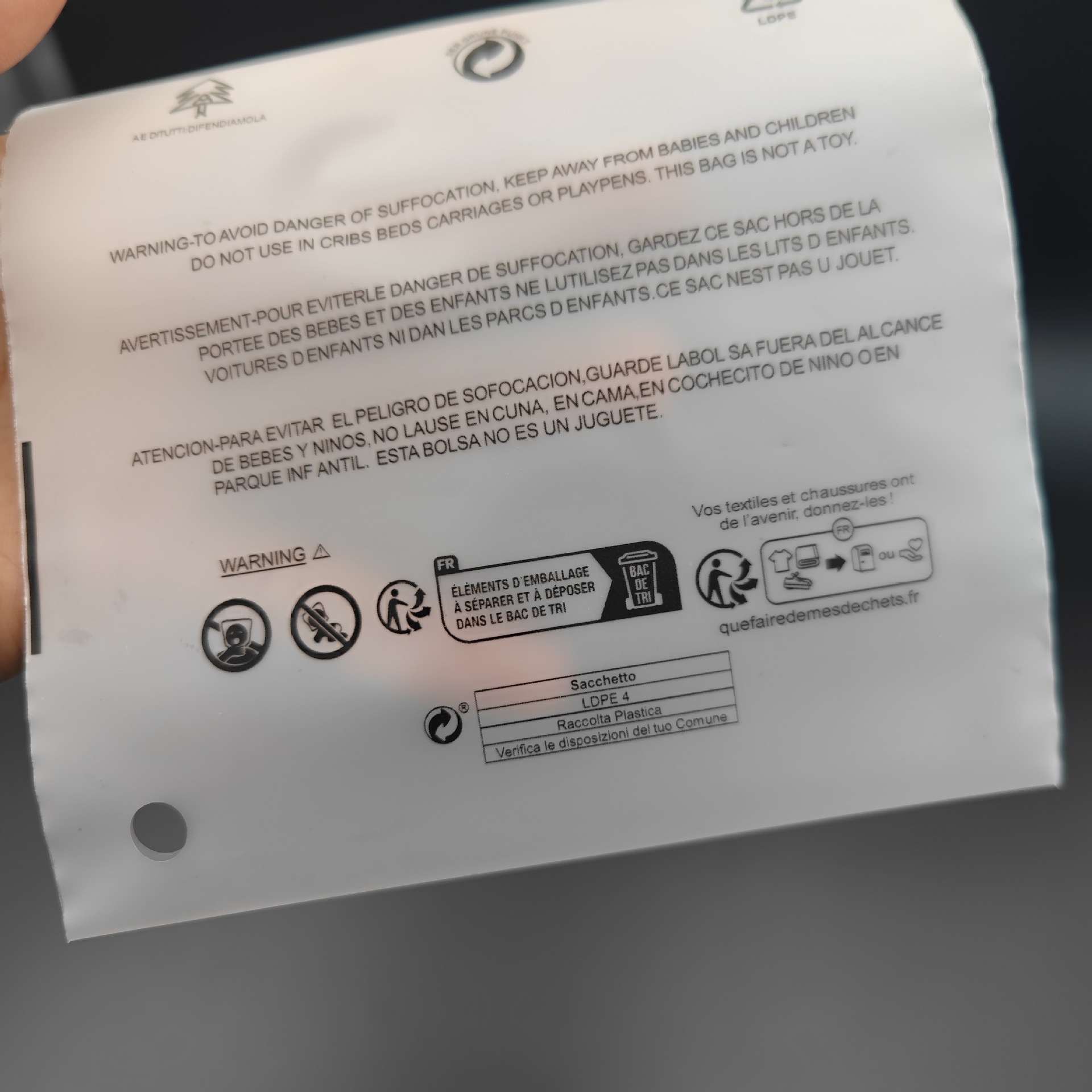 Ropa bolsa de embalaje bolsa de Protección Ambiental estándar transparente advertencia cremallera bolsa TEMU transfronterizo auto sellado bolsa Amazon e-commerce