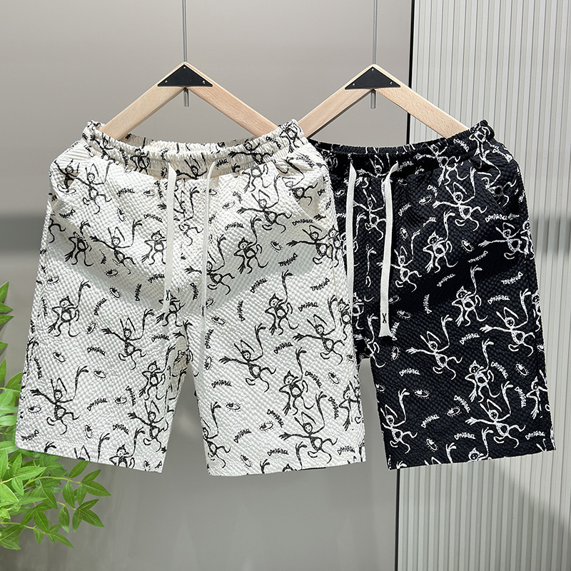 Calções de praia masculinos de verão em seda gelada, secagem rápida, estilo casual, para banho, em poliéster sem elasticidade, inspiração chinesa._voghion.com