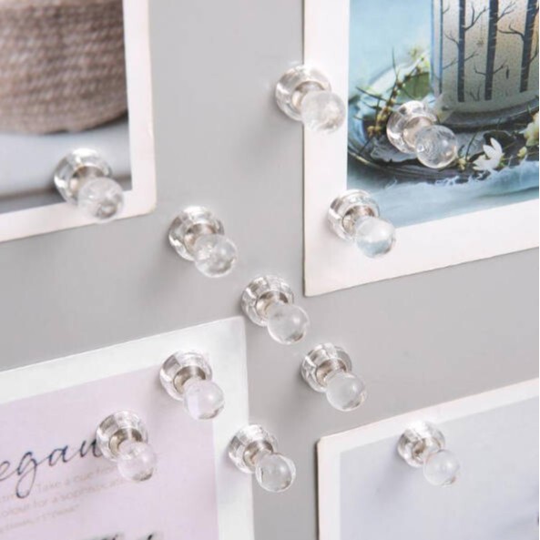 Fridge Magnet Transparent Simple Magnetic Thumbtack Acrylic Message Sticker Photo Strong Whiteboard Newspaper Decorative Thumbtack Magnet