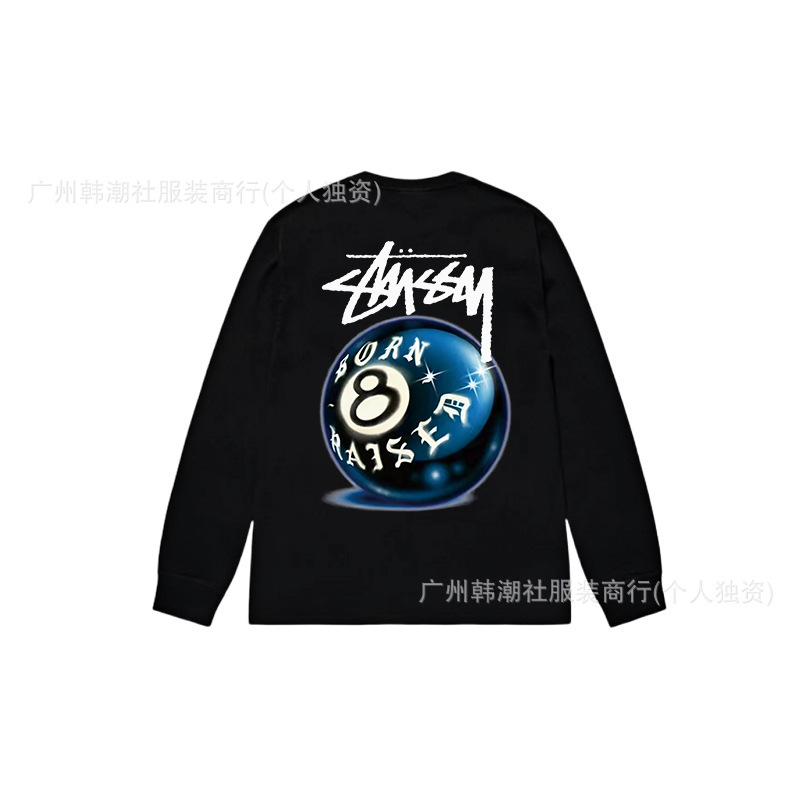 25S跨境斯图西长袖印花t恤美式潮牌STUSSY圆筒布休闲宽松男女同款|undefined