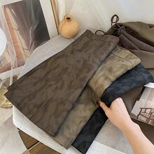 防走光哑光磨砂皮短裙女秋冬新款高腰字皮裙豹纹半身裙