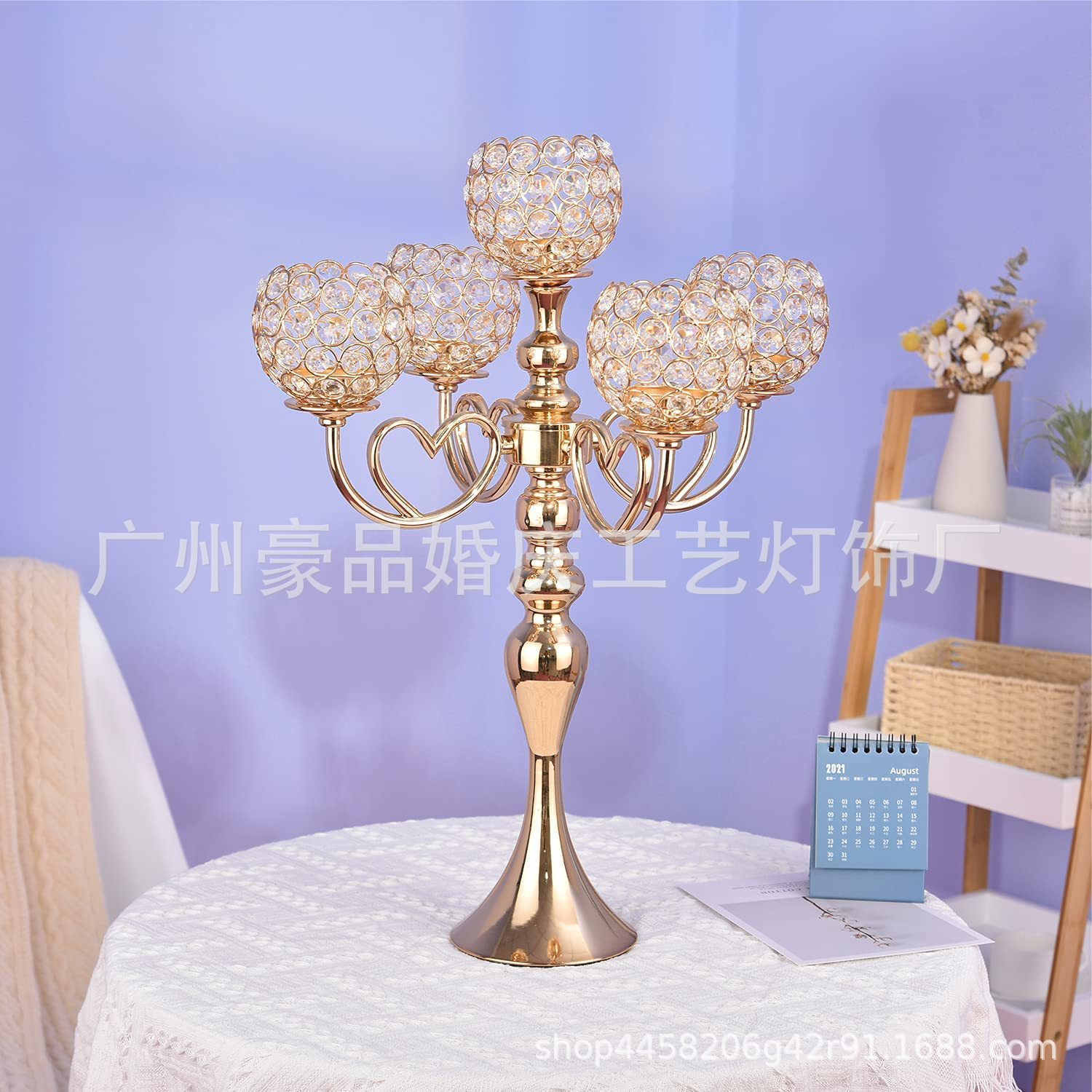 Nuevos apoyos de la boda plomo 5-cabeza candelabro creativo estilo europeo Luz Decoración de lujo hogar romántico decorativo decoración de la vela