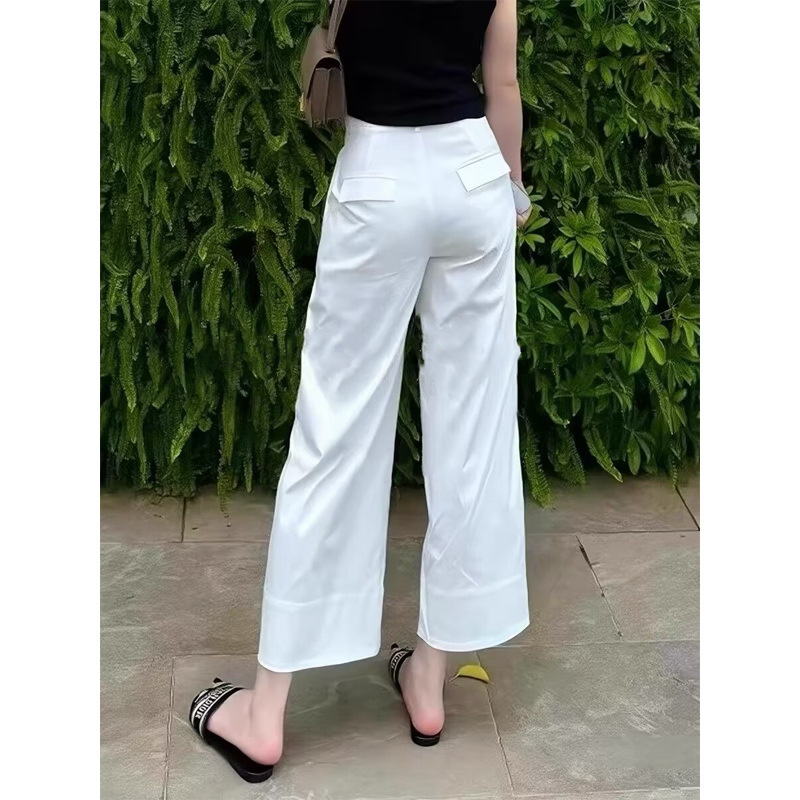 White Nine-Point Straight-Leg Suit Pants for Women, 2026 New Spring-Summer Slim-Fit High-Waisted Petite Narrow Wide-Leg Pants