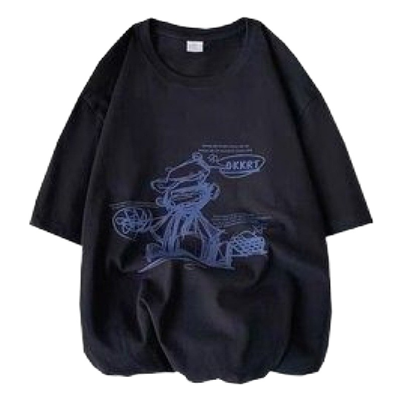 Camiseta de verano de manga corta de verano hip hop de moda de los hombres de Hong Kong ropa de estilo más tamaño estilo coreano de grasa suelta ins moda masculina