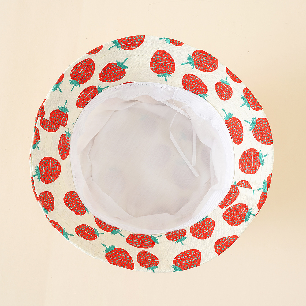 Sombrero para niños Sombrero de bebé a prueba de Sol de estilo coreano Sombrero de verano de niña delgada Fresa lindo sombrero de pescador a prueba de sol moda