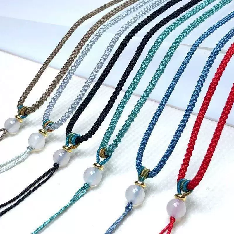 Adjustable agate necklace cord, pendant jade, emerald bracelet