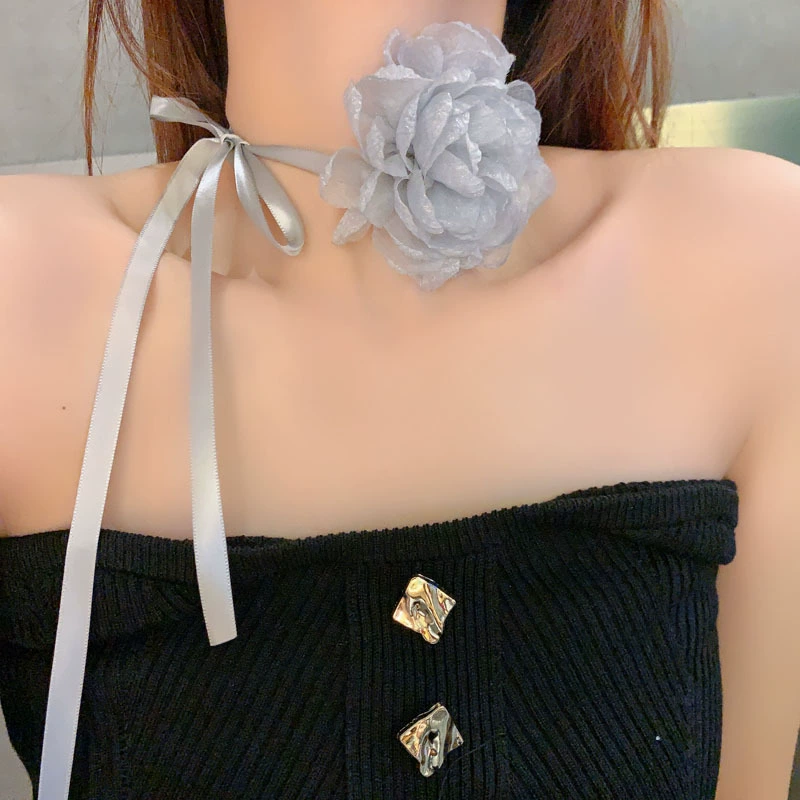 Retro mountain tea contains rose, brand necklace, black chain for key bag , choker